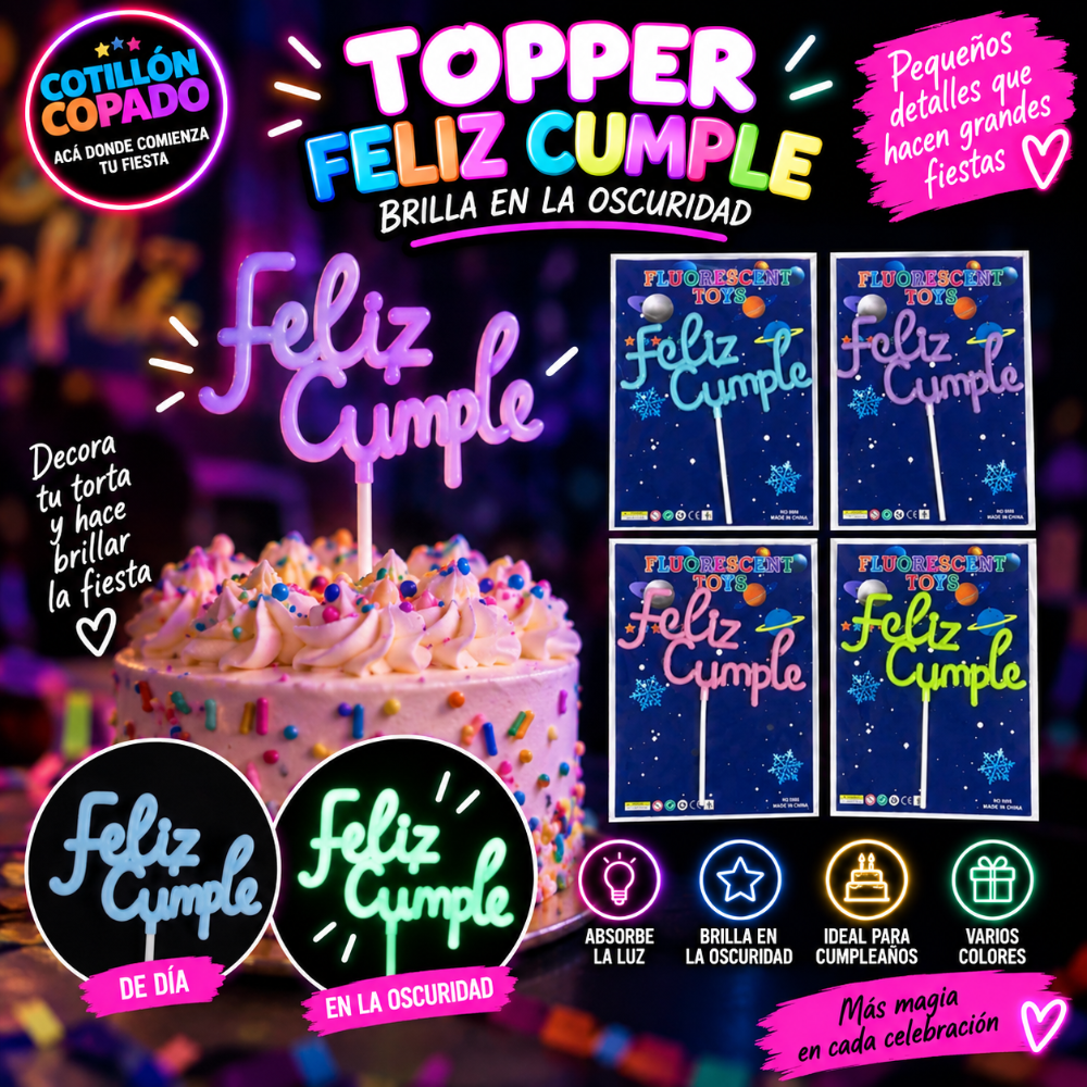 ADORNO DE TORTA FELIZ CUMPLE