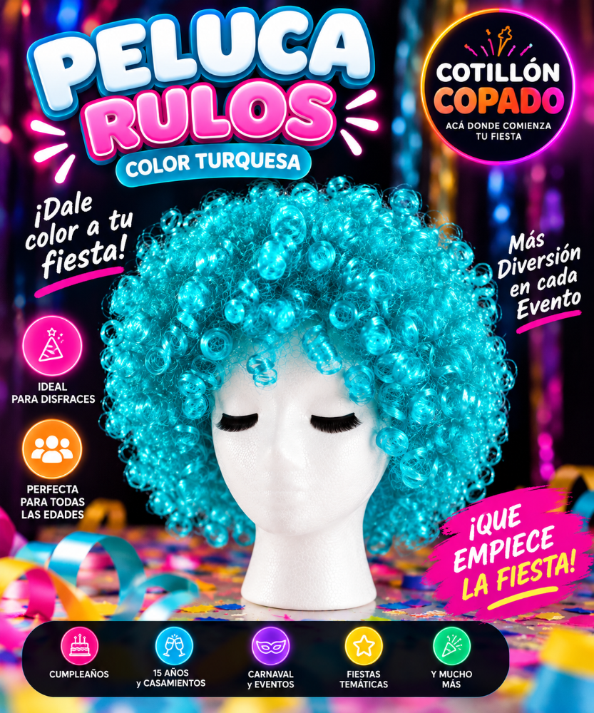 PELUCA RULO TURQUESA