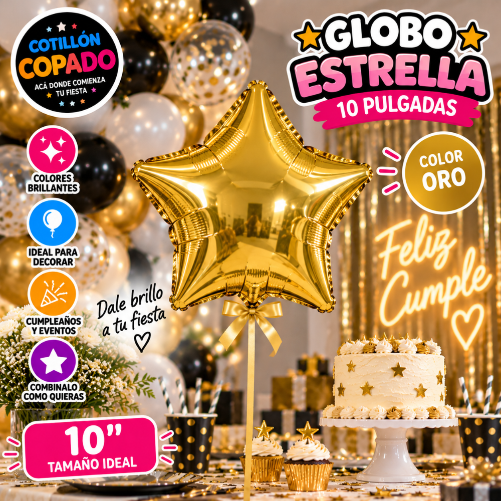 GLOBO ESTRELLA DORADO