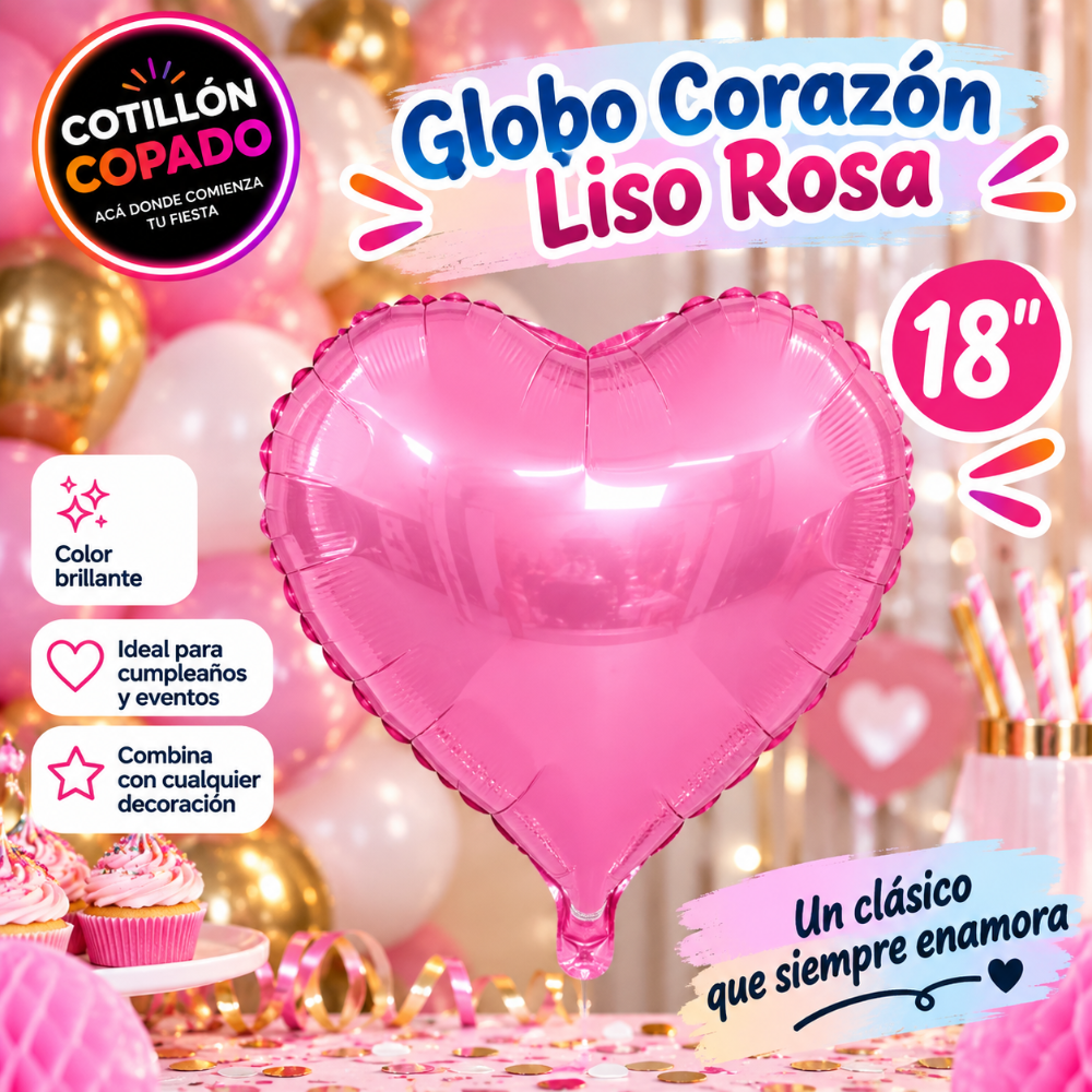 GLOBO CORAZON ROSA 18"