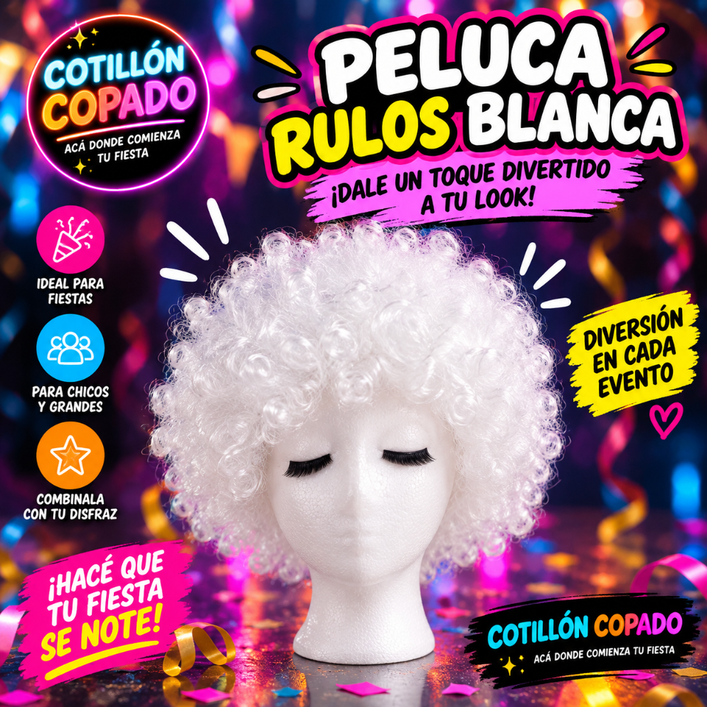 PELUCA RULO BLANCO