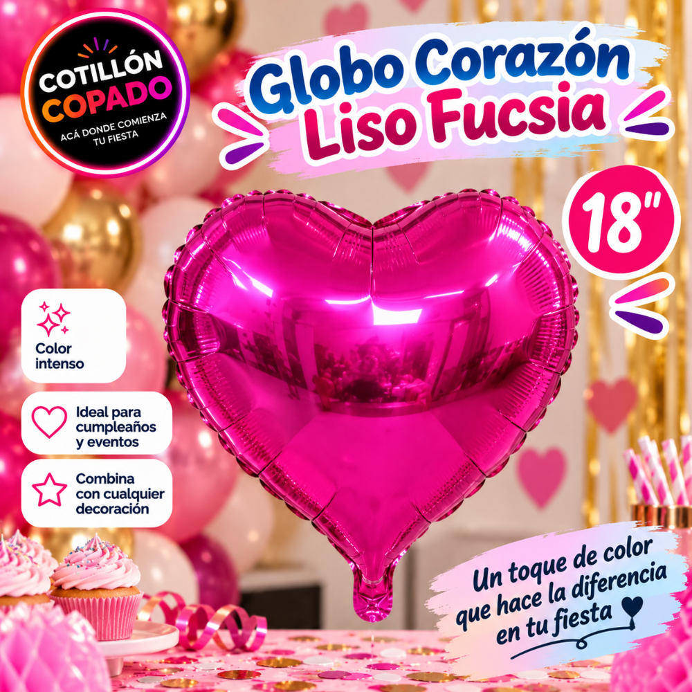 GLOBO CORAZON FUCSIA