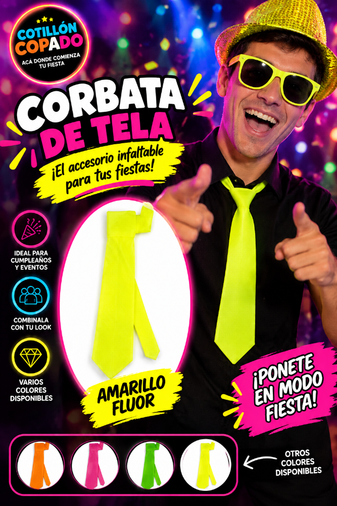 CORBATA TELA AMARILLA FLUOR