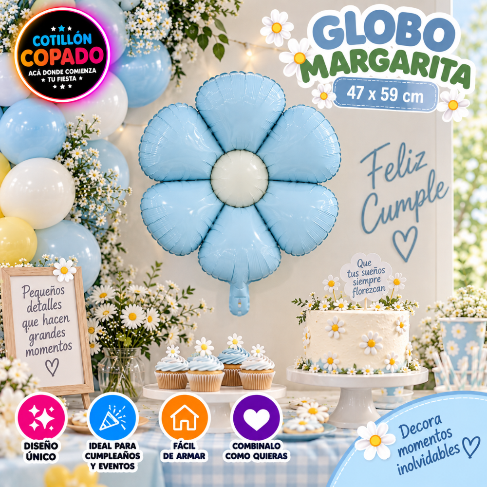 GLOBO MARGARITA CELESTE