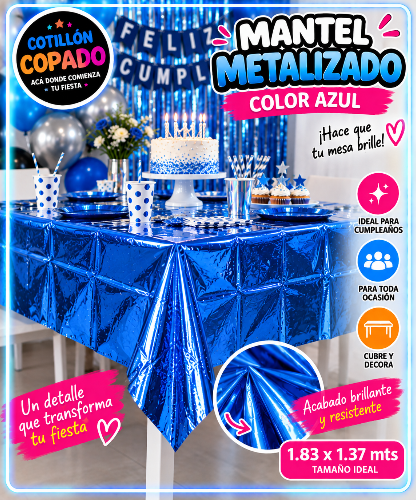 MANTEL AZUL METALIZADO