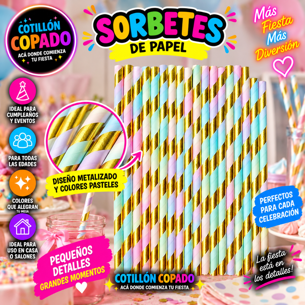 SORBETE PAPEL COLOR PASTEL Y ORO