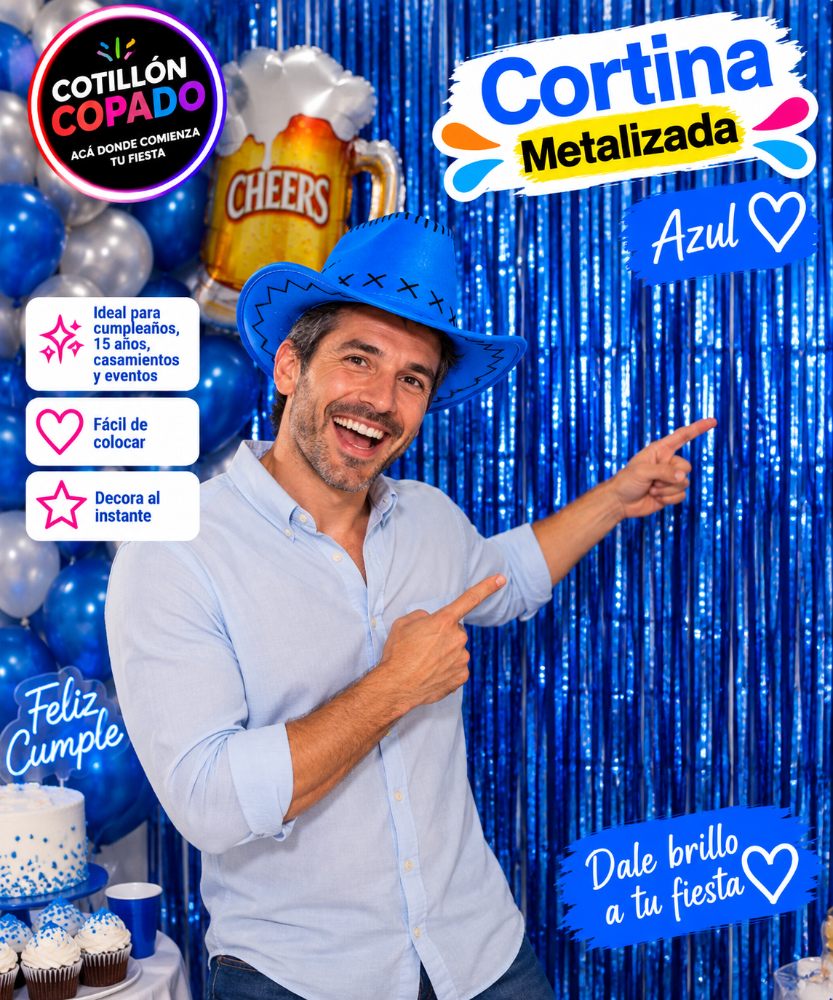 CORTINA METALIZADA AZUL