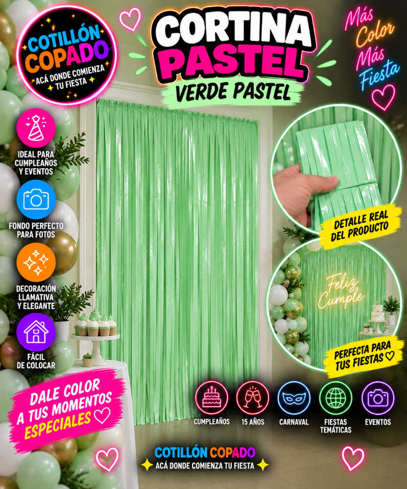 CORTINA VERDE PASTEL