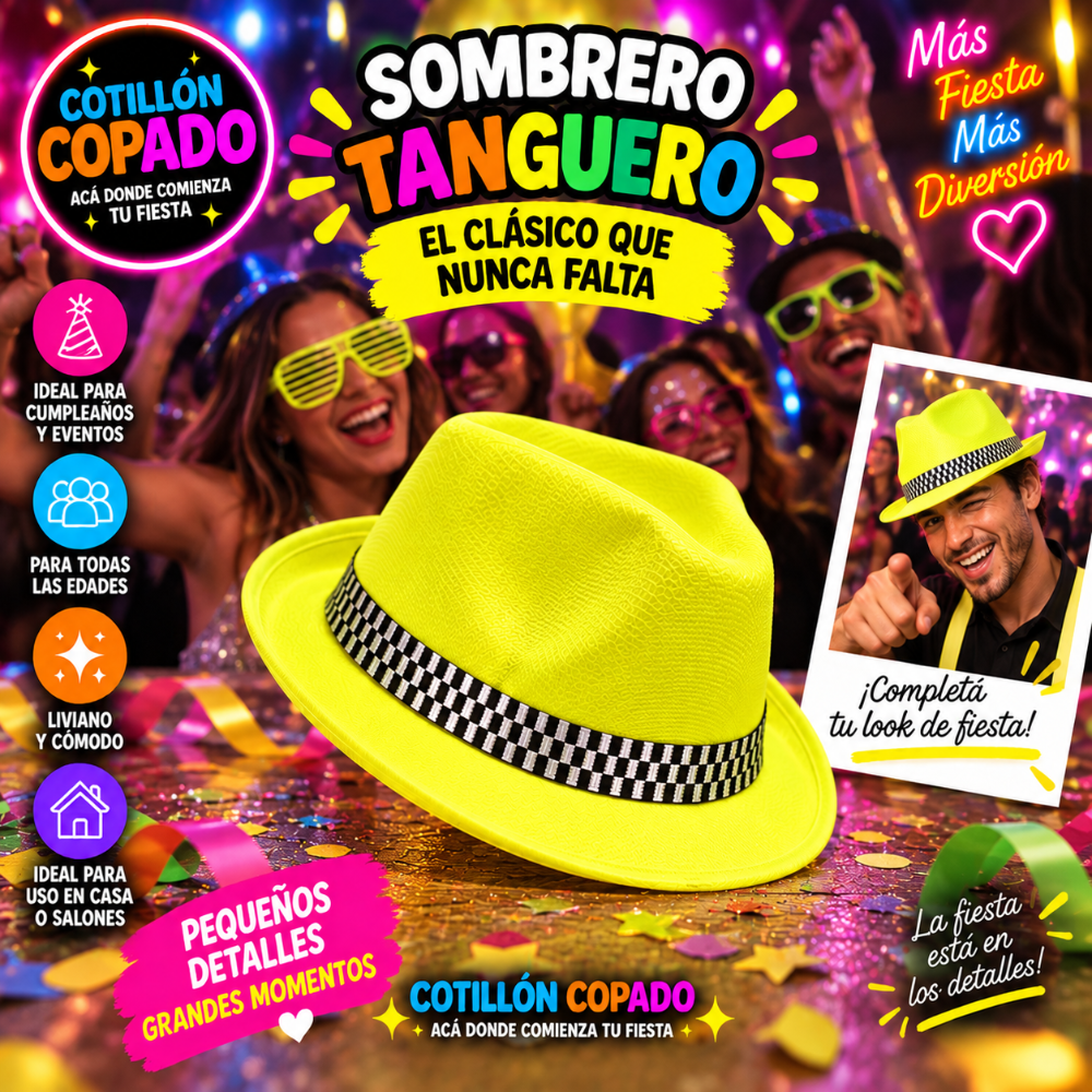 SOMBRERO TANGUERO AMARILLO FLUOR