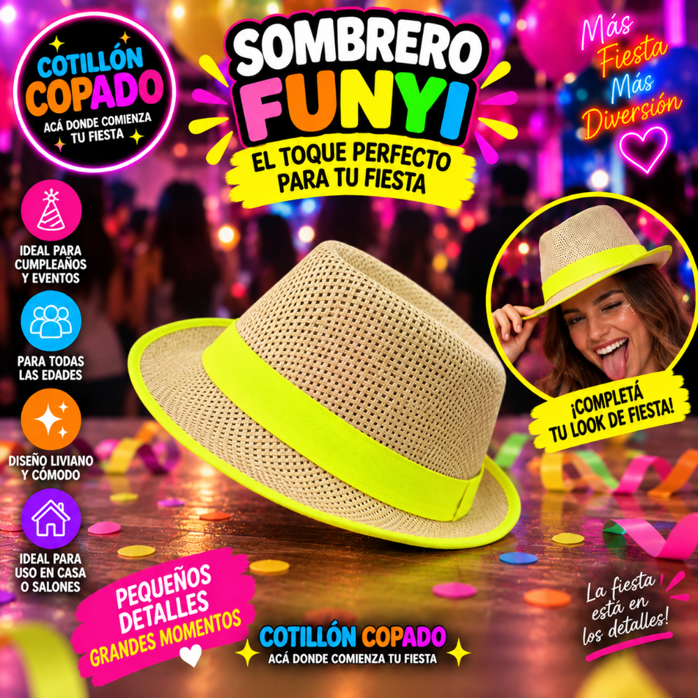 SOMBRERO FUNYI  TIRA AMARILLA FLUOR