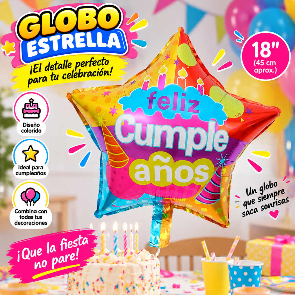 GLOBO ESTRELLA FELIZ CUMPLE