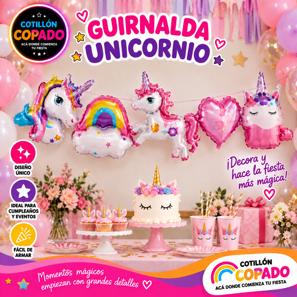 GLOBO GUIRNALDA UNICORNIO