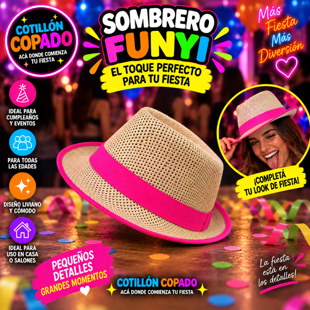 SOMBRERO FUNYI CON TIRA FUCSIA
