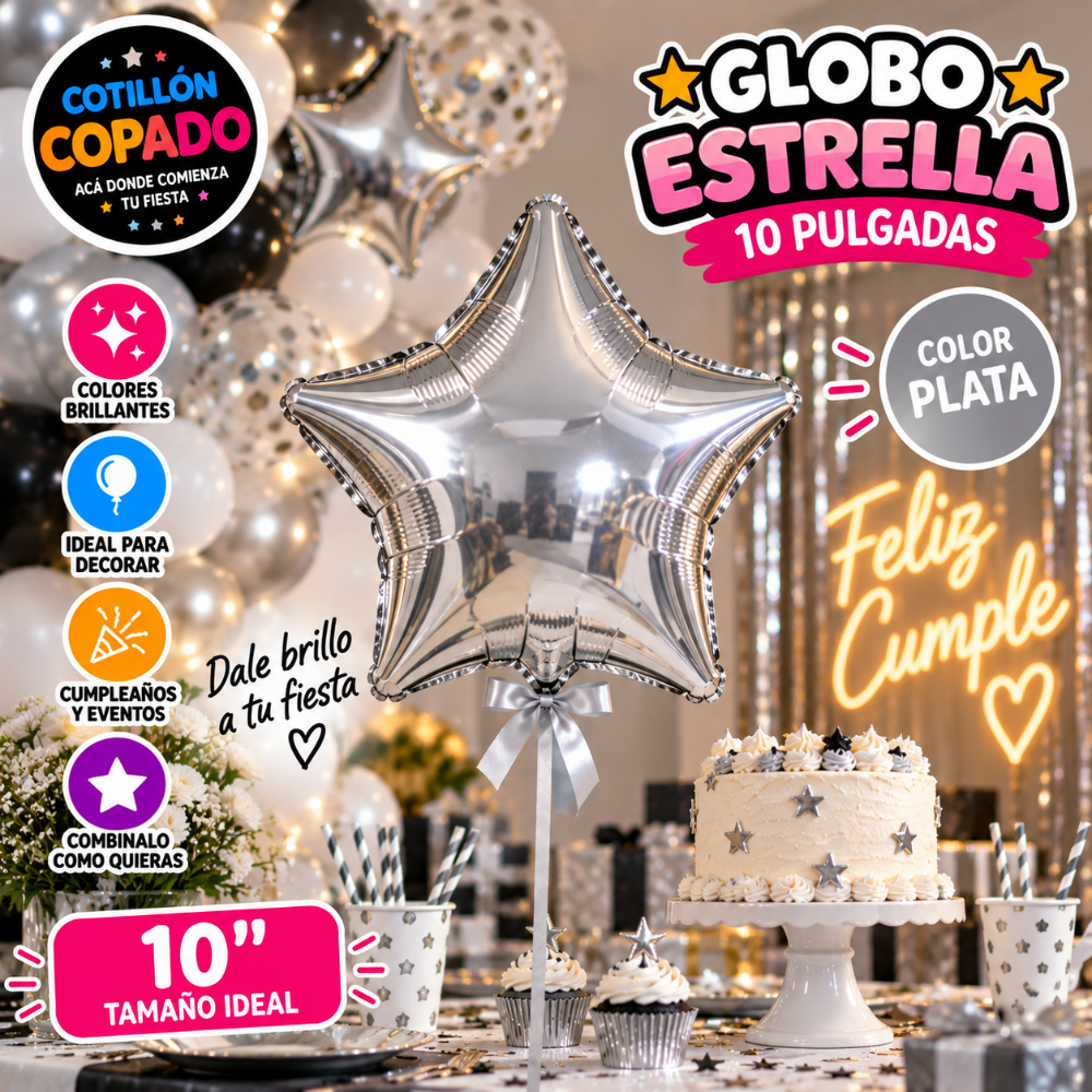 GLOBO ESTRELLA PLATEADO