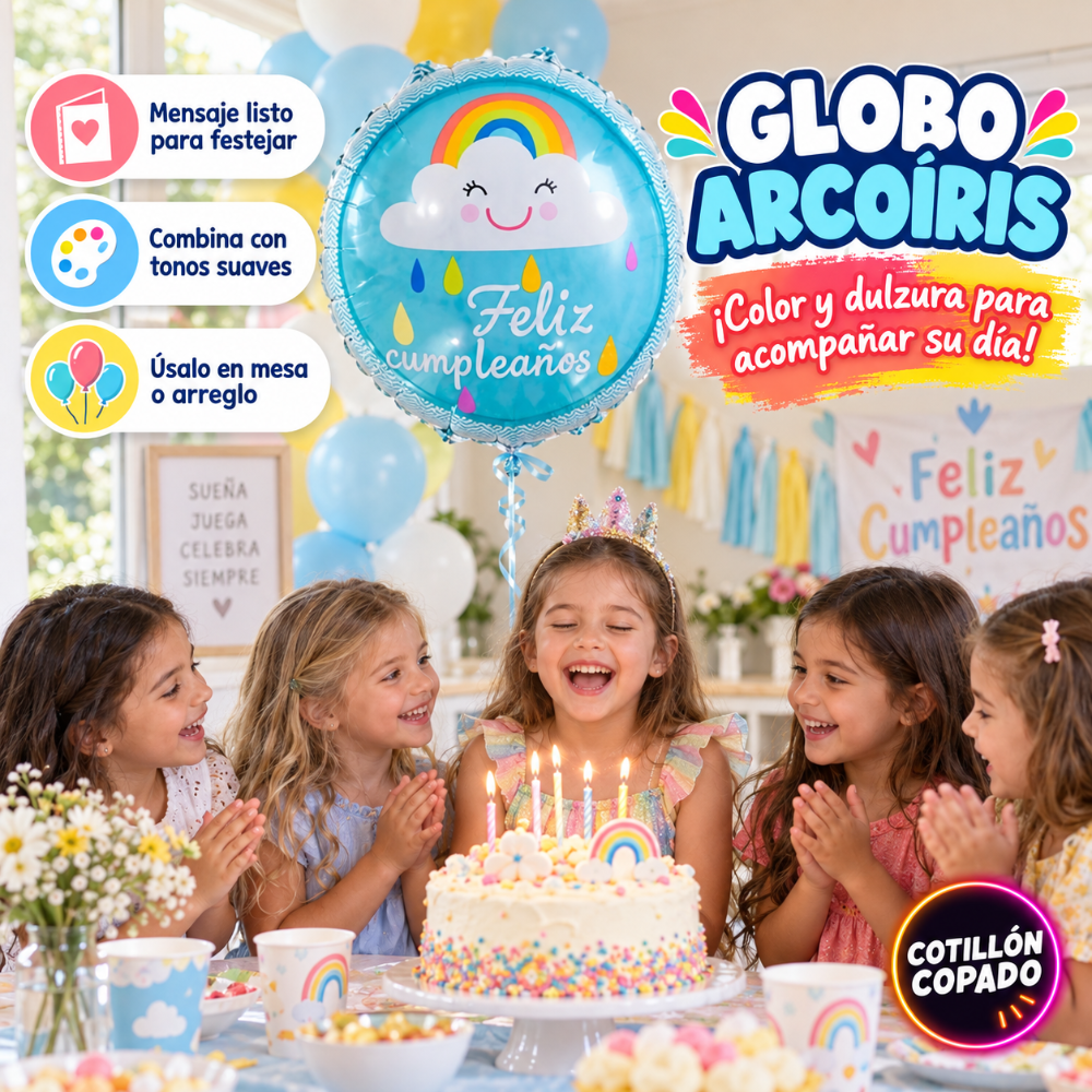 GLOBOS FELIZ CUMPLE ARCOIRIS