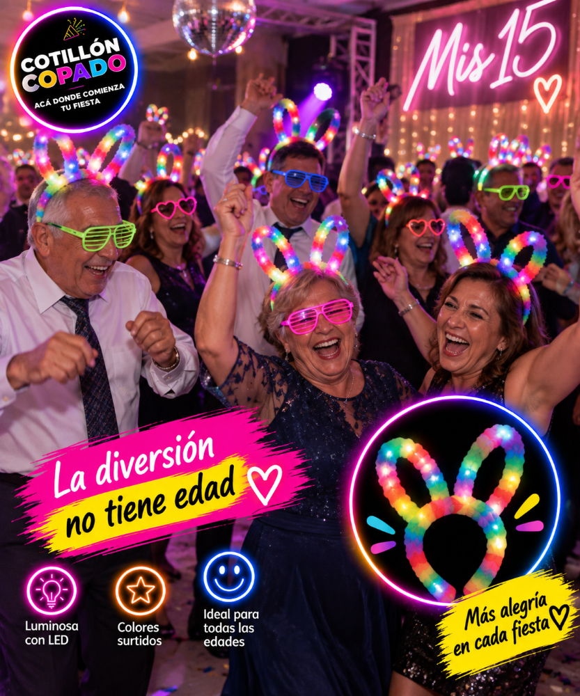VINCHA CONEJO DE COLORES LED