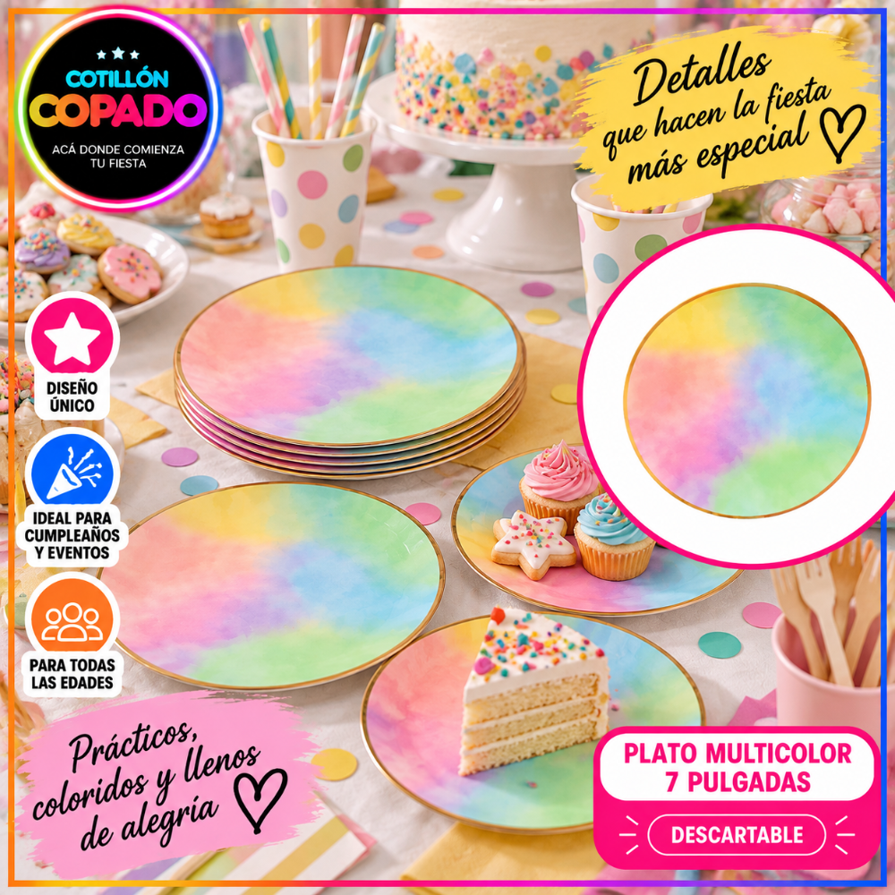 PLATO MULTICOLOR X 1O Uds