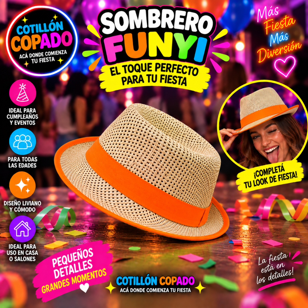 SOMBRERO FUNYI CON TIRA NARANJA