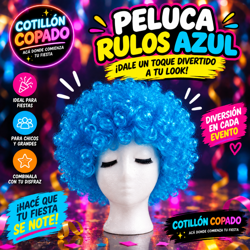 PELUCA RULO AZUL