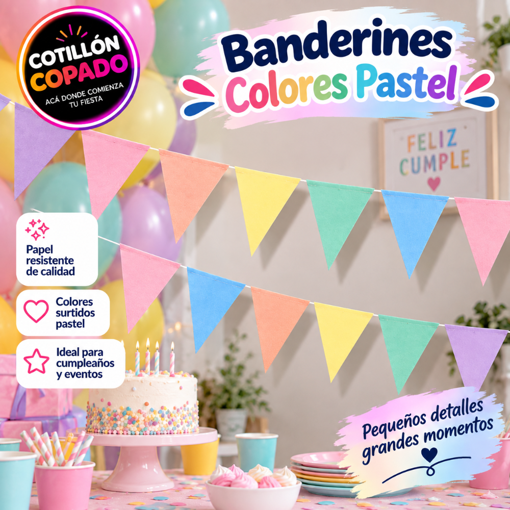 BANDERIN DE PAPEL PASTEL