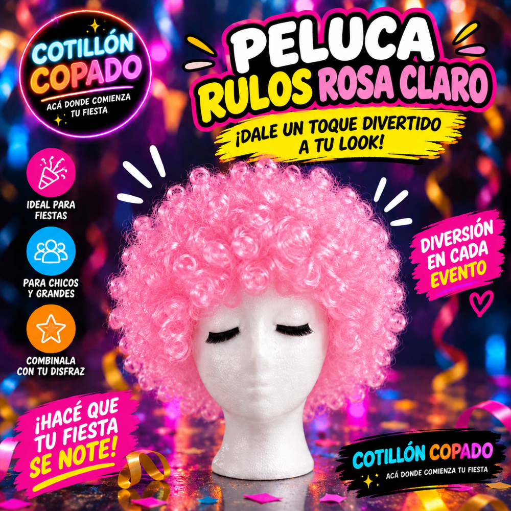 PELUCA RULO ROSA