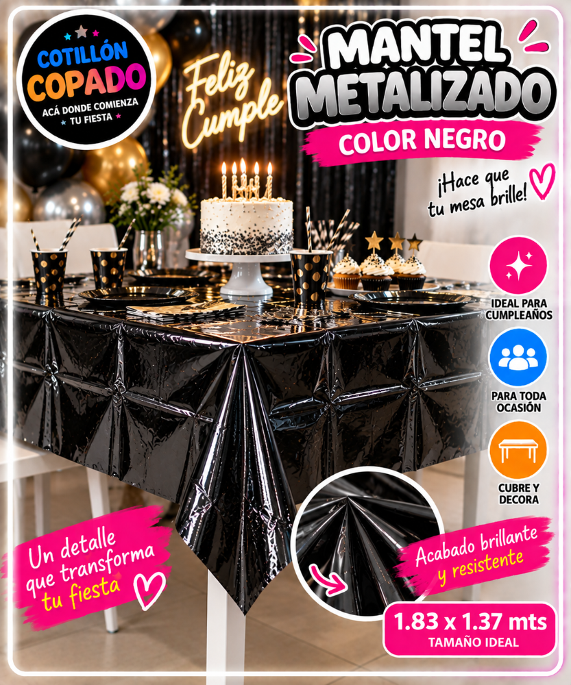 MANTEL NEGRO METALIZADO