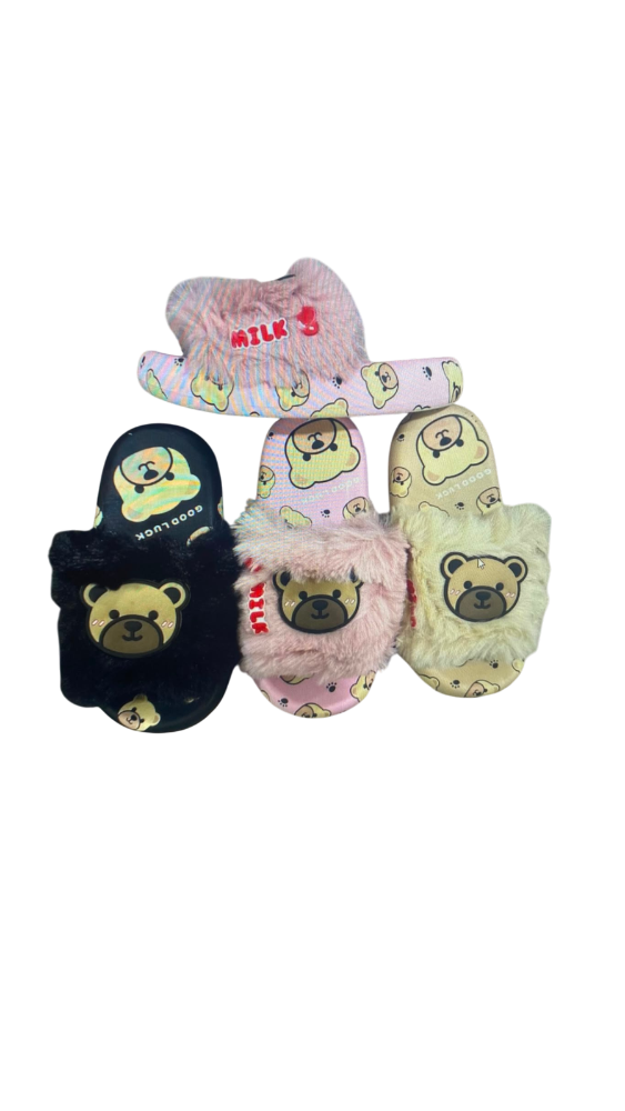 CHANCLA IMPORTADA DAMA  PELUCHE OSO, MILK