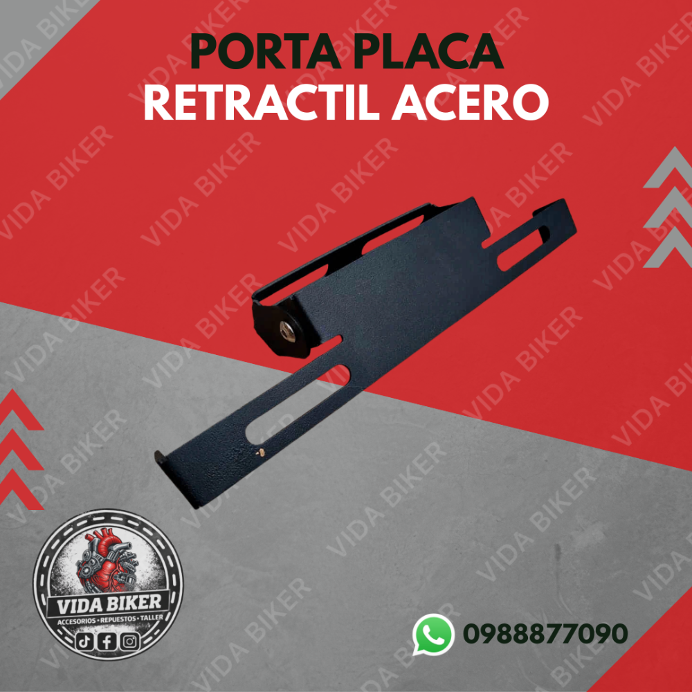 Porta placa retráctil acero