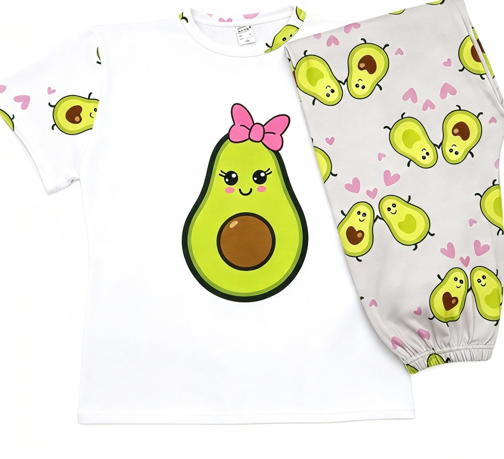 Pijama de dama aguacate corazones