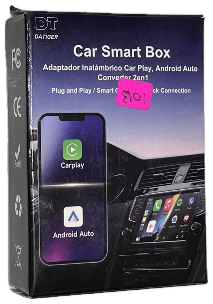 1013ADAPTADOR INALAMBRICO CAR SMART BOX, CAR PLAY Y ANDROID AUTO, CONVERTIDOR 2 EN 1
