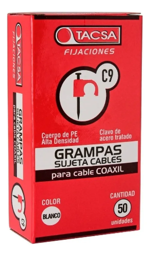 Grampa n°9 p/cable coaxial blanco UNIDAD