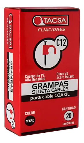 Grampa n°12 p/cable coaxial negro CAJA