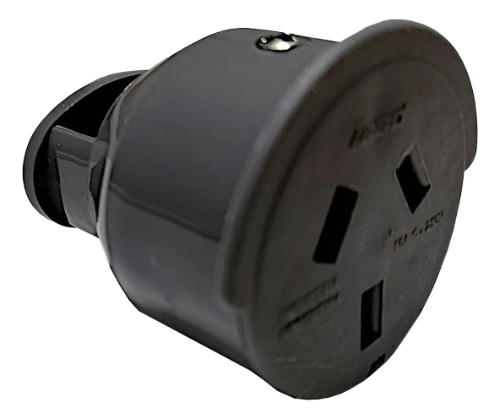 Ficha c/neutro hembra perno plano gris