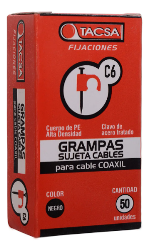 Grampa n°6 p/cable coaxial negro CAJA
