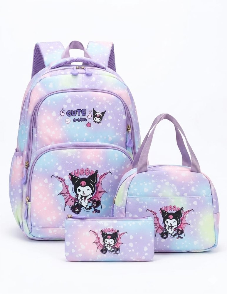 bolso kuromi 3 piezas lila