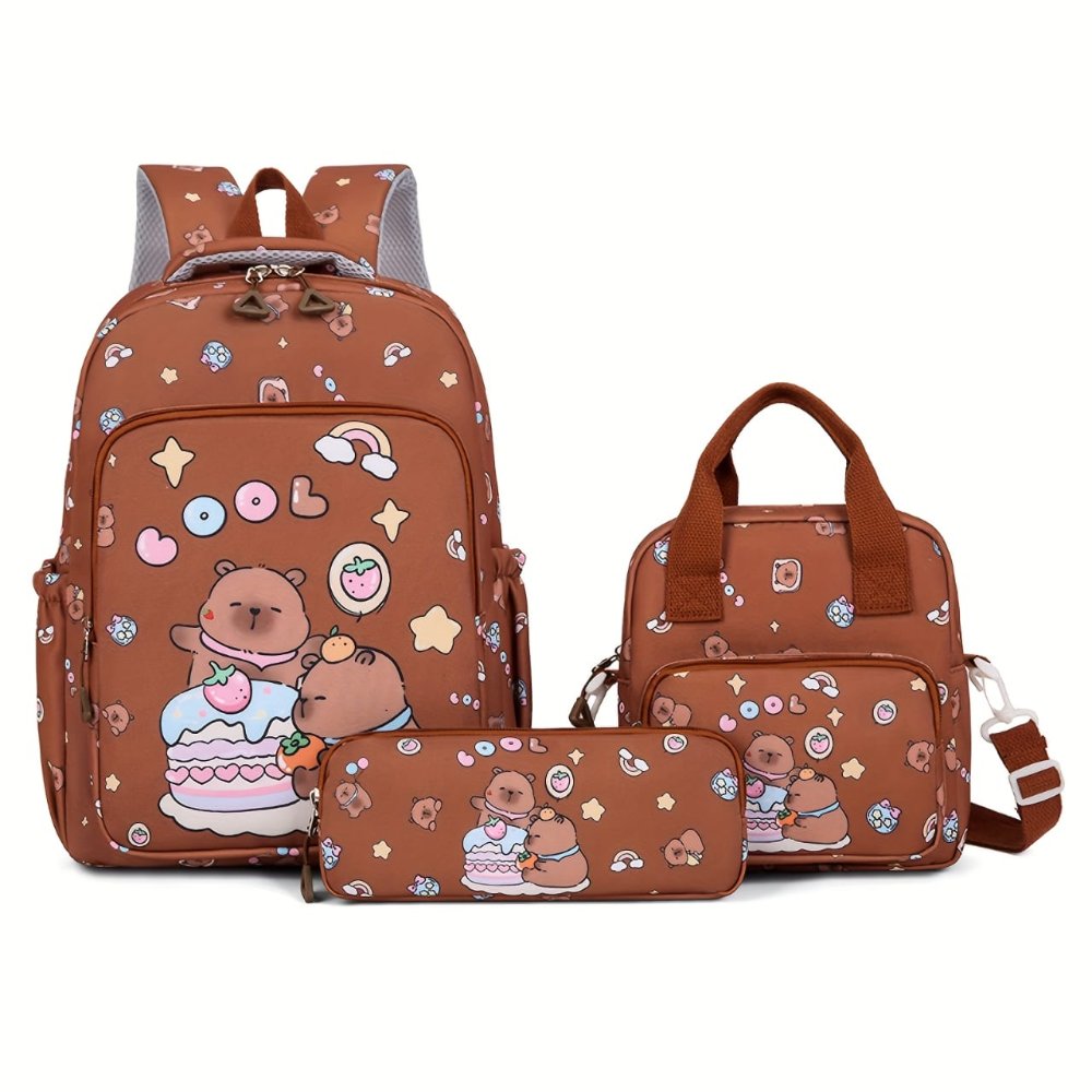bolso capibara 3 pzas marron