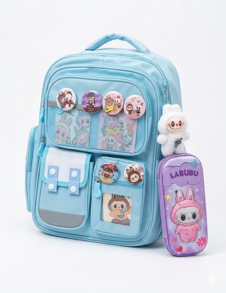 bolso labubu celeste