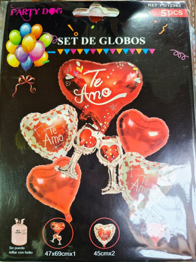set de globos TE AMO