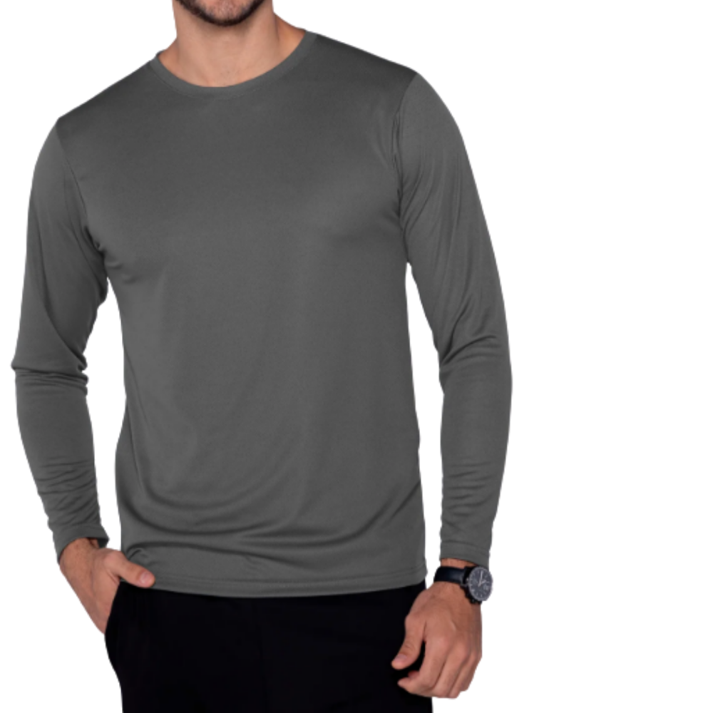 Playera cuello redondo manga larga para caballero deportiva plus