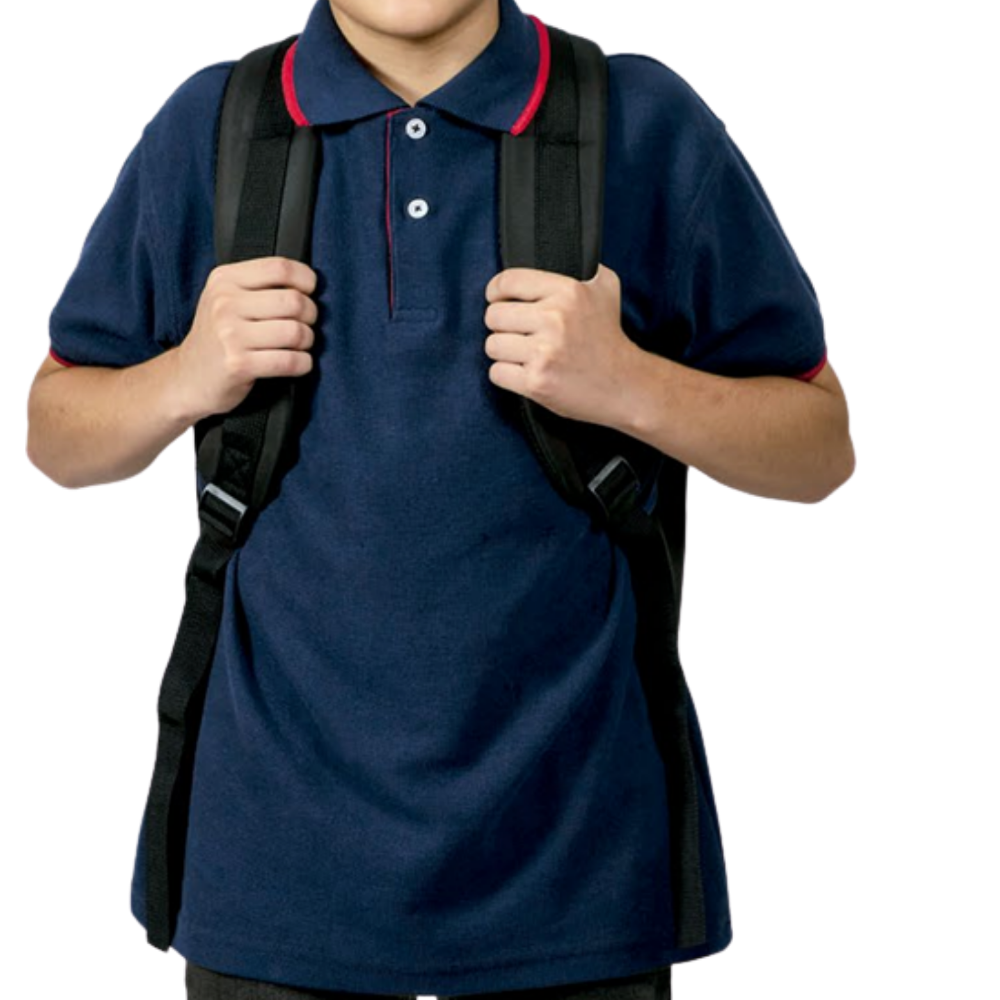 Playera polo waffle combinada para niño