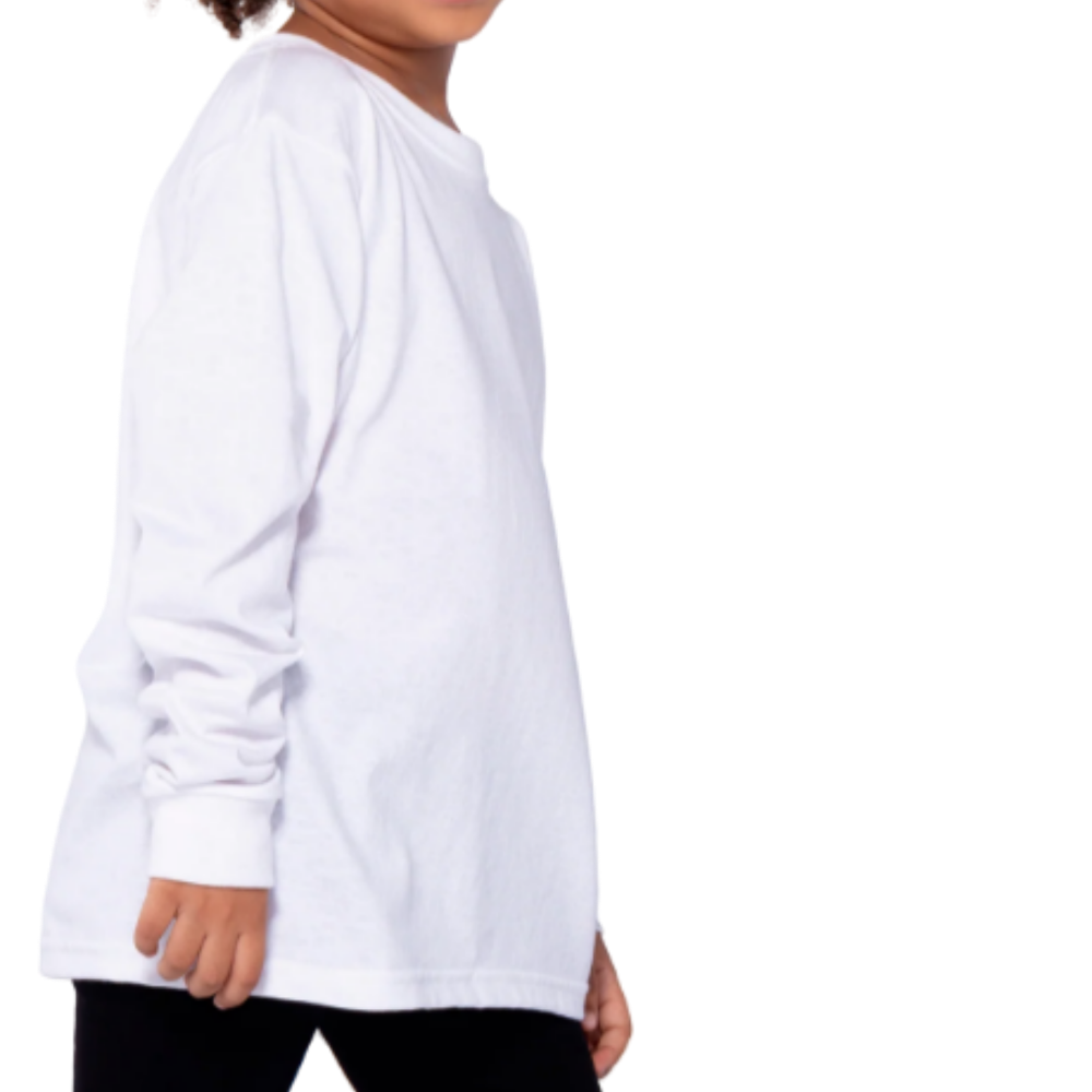 Playera peso completo cuello redondo manga larga unisex para niño