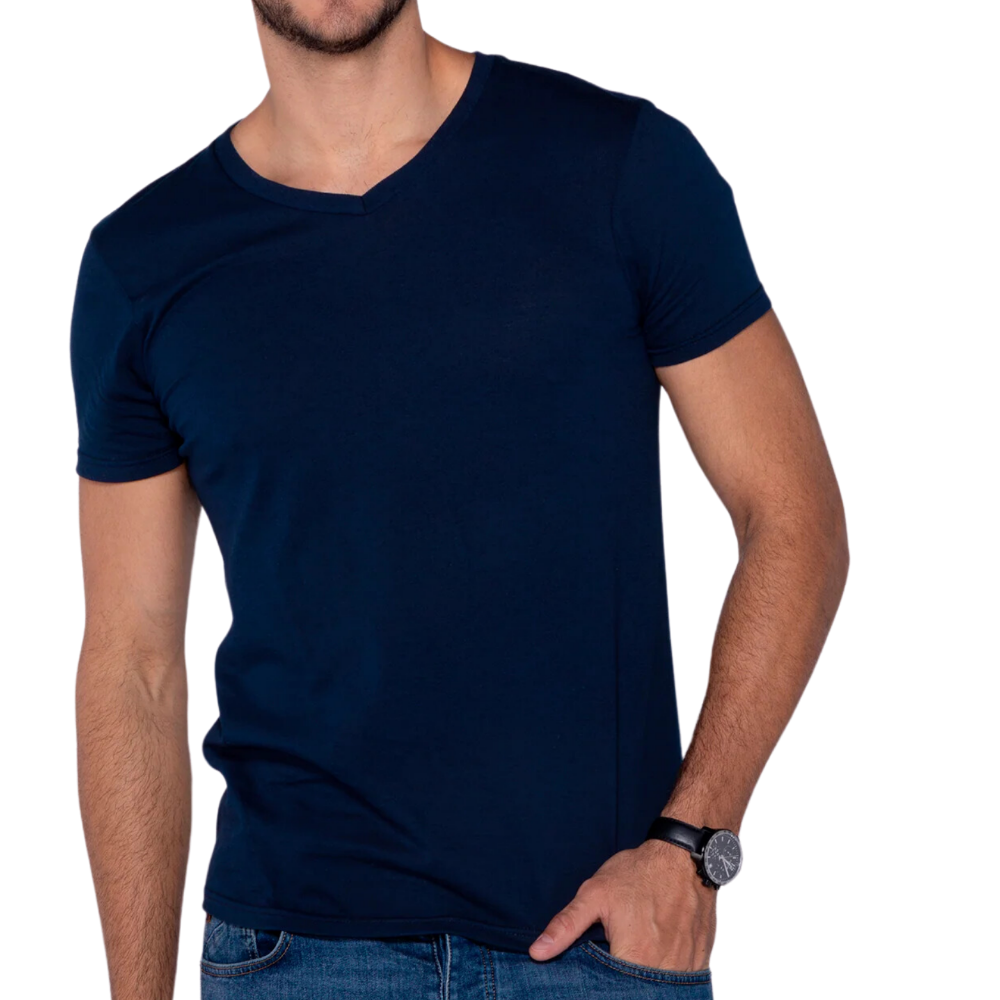 Playera cuello V manga corta para caballero peso completo plus