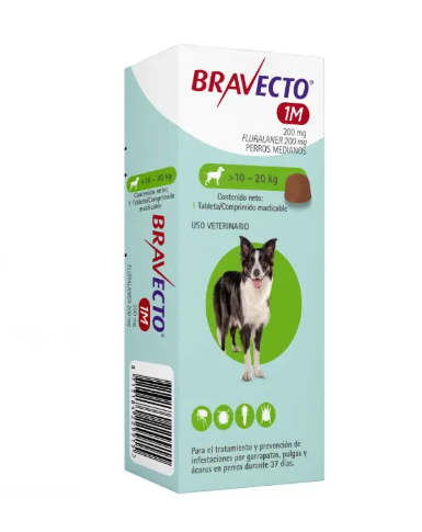 Bravecto 37 Días - Tableta Antipulgas Perros de 10 a 20 KG
