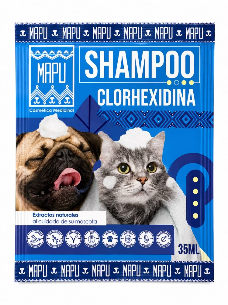 Shampoo clorhexidina para perros y gatos x 35 ml