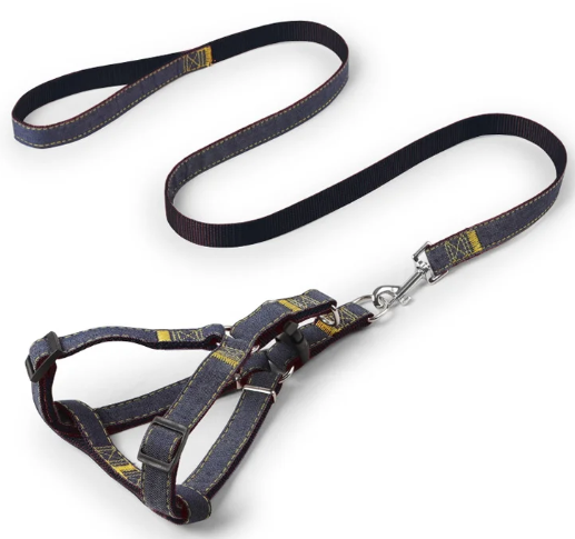 Traílla con collar o arnés tela jean