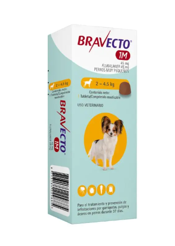 Bravecto 37 Días - Tableta Antipulgas Perros de 2 a 4.5 KG