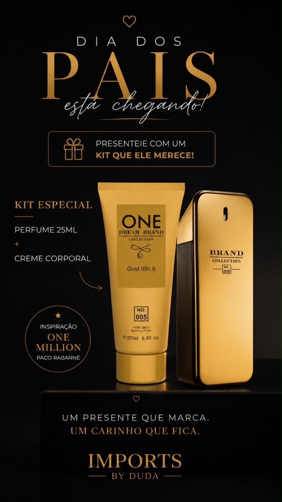 Brand Collection - Kit Perfume + Body Cream - One Million Gold