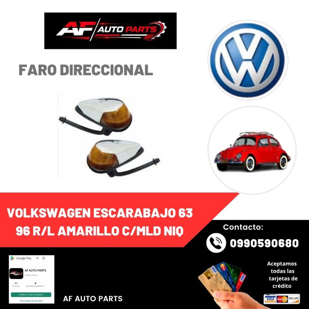 FARO DIRECCIONAL VOLKSWAGEN ESCARABAJO 63 96 R/L AMARILLO C/MLD NIQ