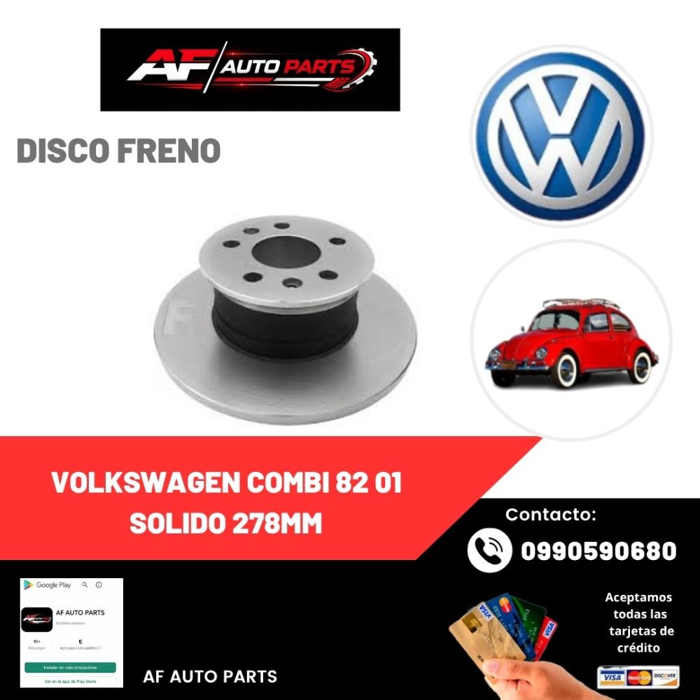 DISCO FRENO VOLKSWAGEN ESCARABAJO 1.3 1.5 1.6 63 96 DEL SOLIDO 278MM