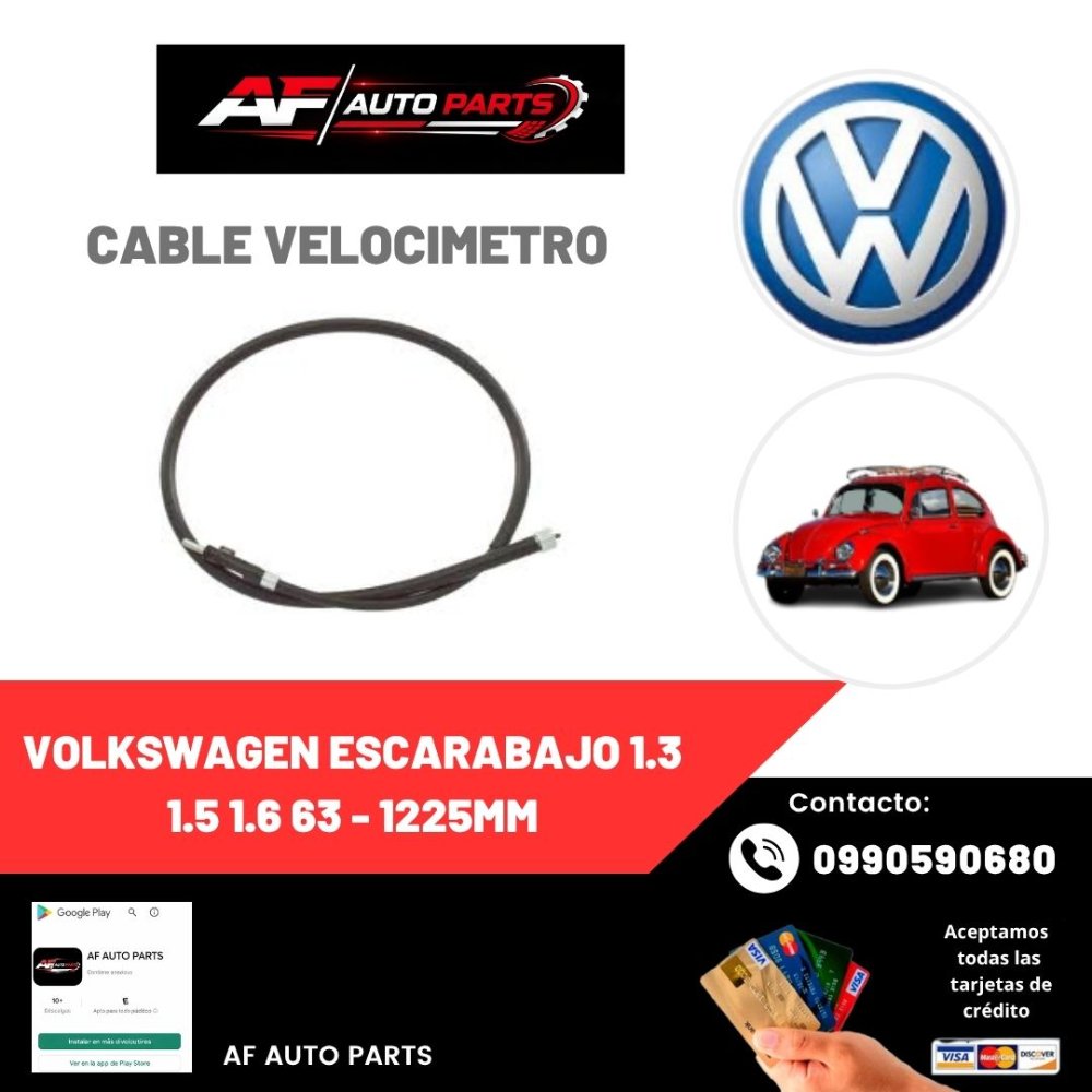 CABLE VELOCIMETRO VOLKSWAGEN ESCARABAJO 1.3 1.5 1.6 63 - 1225MM